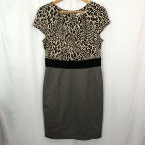 JULIAN TAYLOR NEW YORK Leopard Print and Brown Dress Size 12